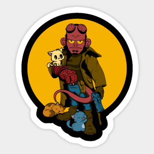 Hellboy loves kitties Sticker